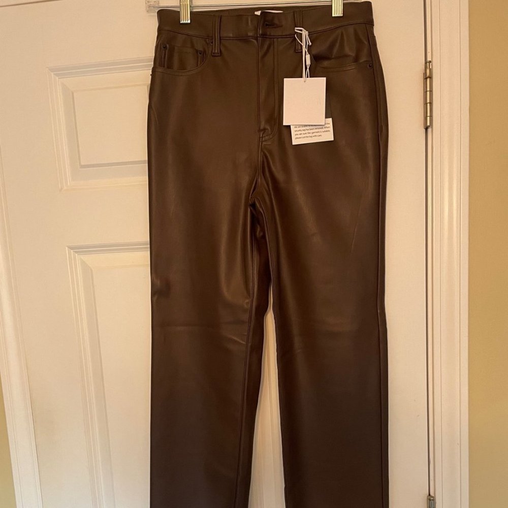 Pistola Cassie Coffee Bean Faux Leather Brown Pants Size 27 NWT